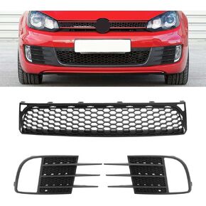 Front Bumper Lower Grille with Fog Light Cover Fit for Volkswagen GTI Golf MK6 2009 2010 2011 2012 2013 Black in Kuwait