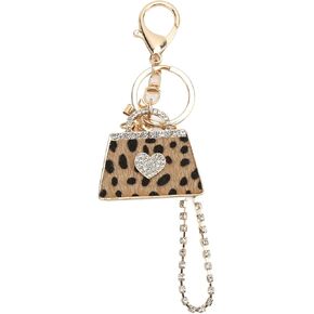 Leopard Bag Keychain, 1PCS Rhinestone Leopard Key Chain, Zinc Alloy Leopard Print Keychain with Hanging Buckle, Bag Hanging Decoration Keychain Car Pendants, Bag Ornaments in Kuwait