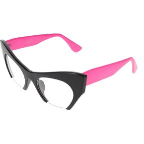 Cat Eye Eyeglasses Women Retro Vintage Razor Clear Lens Style Half Cut Off Frame in Kuwait