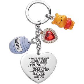 Inspirational Heart Keychain Engraved “Always Remember You Are Braver Than You Believe" Stainless Steel Motivational Gift for Friend Sister Mom Daughter Son Teens Birthday Graduation Christmas in Kuwait