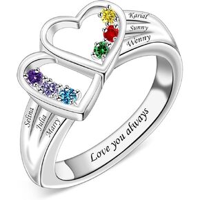 BAUMA AUTO 925 خاتم الأمهات من الفضة الإسترليني مع 2-8 أحجار الميلاد حلقات جوهرة شخصية للنساء عيد الأم وعيد الميلاد والذكرى السنوية هدية عيد الميلاد للجدة والأم والزوجة in Kuwait