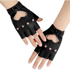 Heart Cutout Fingerless PU Leather Gloves Half Finger Steampunk Love Hollow Mitten Gothic Punk Outdoor in Kuwait