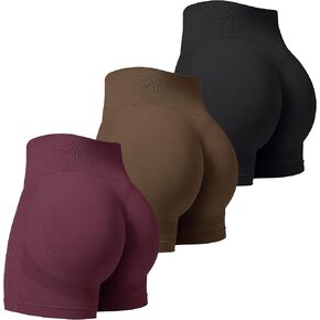 VVX 3 Piece Workout Shorts Womens Seamless High Waist Butt Lifting Scrunch Yoga Gym Shorts in Kuwait