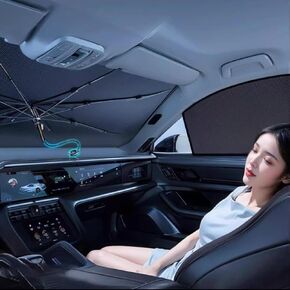 Premium Car Windshield Sun Shade Umbrella - Silver Heat Shield & UV Reflective Protector, Universal Fit (56"x31") | Lab-Tested to Keep Interior 25°F Cooler, Made with Safe Vinyl Coatings in Kuwait