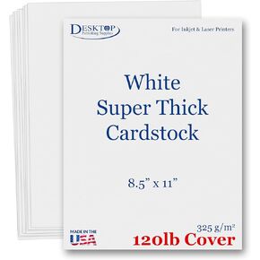 120lb Cover Thick Cardstock Paper - Plain Heavy Bright White Stock - 8.5" x 11" (50 Sheets) in Kuwait