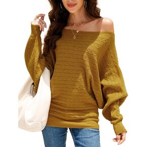 سترة MAKARTHY برقبة قارب وأكمام تشبه جناح الخفاش وسترات دولمان محبوكة وبلوفرات علوية للنساء in Kuwait