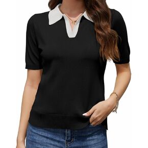 Neineiwu Womens Short Sleeve Sweater Casual Knit Lightweight Spring Top V Neck Soft Business Pullover Shirt in Kuwait