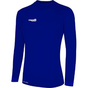 قميص Capelli Sport النسائي القياسي للتمرين، بأكمام طويلة ورقبة دائرية، قميص تدريب للتمرين، أزرق ملكي/أبيض in Kuwait