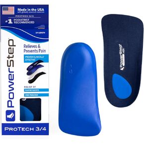 PowerStep ProTech 3/4 Orthotic Insoles - Medical Grade Arch Support Inserts for Plantar Fasciitis Relief- Made in USA - Maximum Cushioning + ShockAbsorb Orthotics (M 9-9.5 W 11-11.5) in Kuwait