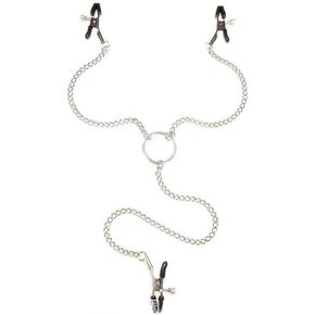 Nipple Clamp with Chains Necklace Non Piercing Adjustable Pressure Stainless Steel Ring for Women Body Jewelry in Kuwait