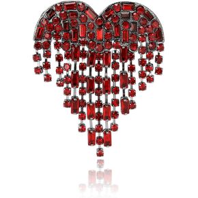 Crystal Heart Tassel Brooch for Women Delicate Luxury Rhine Stone Heart Love Brooch Sparkly Angel Wings Tassel Pin Beautiful Dress Suit Shirt Ceremony Clothes Wedding Party Valentines Jewelry Accessories in Kuwait
