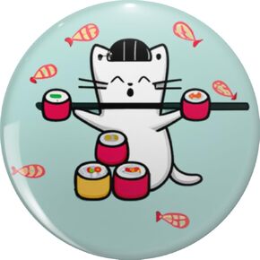 Cute Sushi Cat Chef with Chopsticks Japanese Kawaii Style Food Lover Gift Pin Lapel Pin Brooch Steel Pins Badge 0.75" in Kuwait