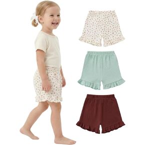 3 Pack Toddler Girls Shorts: Summer Casual High Waist Linen Cotton Playing Shorts Clothes Size 18M-6Y in Kuwait