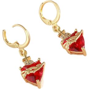 Red Zircon Sacred Heart of Jesus Earrings For Women Immaculate Heart Of Mary Dangle Earring Cross Jewelry For Christmas Birthday Thanksgiving Valentine's Day Gifts in Kuwait