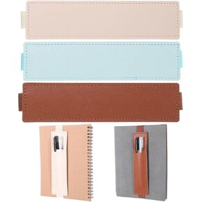 3Pcs Elastic Pen Holder for Notebook with Adjustable Strap Band, Leather Pen Sleeve Pouch Pencil Case for Bible Journals Planners Binders Books(Beige, Brown, Blue) in Kuwait