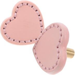 2pcs Heart Shaped Brass Drawer Handles with Pink Leather Grip, Single Hole Dresser Knobs for ’ Wardrobe Doors and ’ Room Cabinets in Kuwait