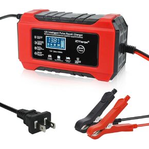 TIPHOPE 6Amp Battery Charger,12V Fully-Automatic Smart Car Battery Charger,Battery Maintainer Trickle Charger,Battery Desulfator for Car Truck,Lawn Mover,Lead Acid Batteries-1 Year Warranty in Kuwait