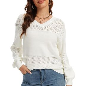 Women's Sweaters Lightweight Casual Pullover Sweater Long Sleeve Knit Loose V Neck Tops Fall Fashion 2025 in Kuwait