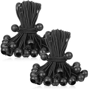 100Pcs Ball Bungee Cords, 5.9 Inch Heavy Duty Tarp Bungee Cords with Balls, Black Elastic Bungees Ball Cords for Secure Hold Outdoor Camping Tents Cargo Holding with UV Resistant in Kuwait