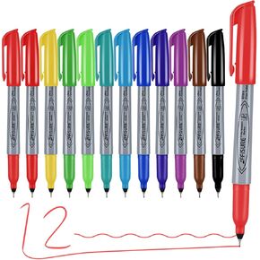 أقلام تحديد دائمة، مجموعة أقلام تحديد دقيقة للغاية، 12 لونًا متنوعًا تعمل على الخشب والبلاستيك والورق والمعادن والحجر والزجاج للفنانين والأطفال والبالغين، 12 قطعة in Kuwait