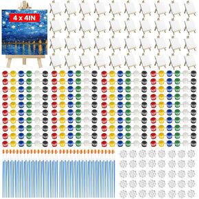 20 Pack 6x6in Canvas Painting Kit for Kids, Small Canvases with Wood Easels, Acrylic Paints, Brushes and Palettes, Acrylic Paint Party Kit Mini Canvas and Easel Set for Kids Painting in Kuwait