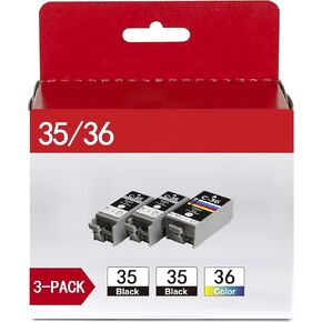 PGI-35 CLI-36 Ink Cartridge for Canon pixma tr150 tr160 Replacement for Canon 35 36 Ink Cartridge Compatible with Pixma TR150 TR60 iP110 iP100 Printer(2 Black, 1Tri-Color) in Kuwait