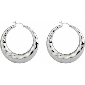 أقراط دائرية، أقراط دائرية أنيقة من الفولاذ المقاوم للصدأ/مطلية بالذهب عيار 18 قيراط للنساء - تصميم كلاسيكي بدائرة كبيرة للمناسبات اليومية والخاصة in Kuwait