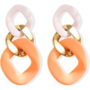 Bohemian Simplicity Acrylic Hollow Color Chain Lightweight Dangle Earring Geometric Temperament Link Stud Earrings For Women in Kuwait