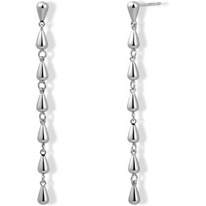 925 Sterling Silver Teardrop Chain Dangle Stud Long Drop Minimalist Simple Earrings for Women in Kuwait