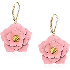 GBAHFY Bohemian Multicolored Camellia Flower Hoop Earrings for Women Unique Floral Drop Dangle Earrings in Kuwait