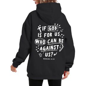سترة بغطاء للرأس للنساء من Christian Jesus، If God Is for Us، الإيمان الكتاب المقدس الآية الدينية، سترة علوية ذات رسومات متقاطعة in Kuwait