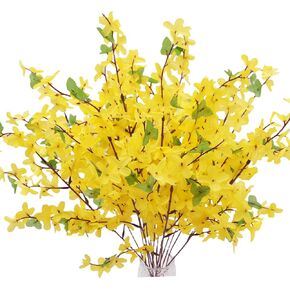 12 قطعة من فروع زهرة فورسيثيا الحريرية الاصطناعية زهور الياسمين الحرير الأصفر وهمية الشتاء الياسمين بساتين الفاكهة للداخلية في الهواء الطلق DIY ترتيب الزهور حفل زفاف المنزل مكتب تزيين in Kuwait