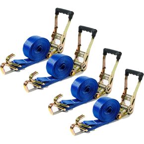 4 عبوات من أشرطة السقاطة مقاس 5.08 سم شديدة التحمل، قوة كسر 8800 رطل، أشرطة ربط بطول 20 قدمًا مع خطاف J مزدوج، أشرطة سقاطة للشحن للشاحنة والمقطورات والدراجات النارية in Kuwait