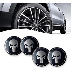 4 PCS Car Wheel Hub Center Cap Stick, Scratch-Proof Skull Emblems Center Caps for Rims, Universal Wheel Center Caps Sticker Decoration, for Most Cars Wheel Accessories (Black) in Kuwait