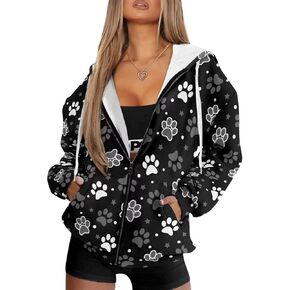 سترة نسائية فضفاضة ذات قلنسوة وأكمام طويلة، سترة رياضية بكتف منسدل وسحاب كامل مع جيوب in Kuwait