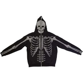 MLAFE Gothic Women'S Hoodie Y2k Skeleton Printed Cardigan Zipper Sweatshirt Harajuku Loose Sweatshirt Halloween Jacket in Kuwait