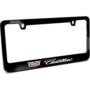 iPick Image Made for Cadillac Crest Logo in Full-Color Black Metal License Plate Frame in Kuwait