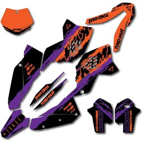 Black, Orange & Purple Slick Racing Graphics Kit fits 07-10 KTM SX SXF XC XCF 125 150 200 250 300 450 Decal Sticker kit in Kuwait