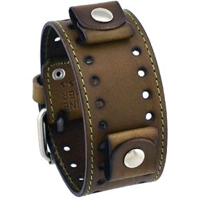Nemesis STH-HB Hazelnut Brown Wide Leather Cuff Wrist Watch Band in Kuwait