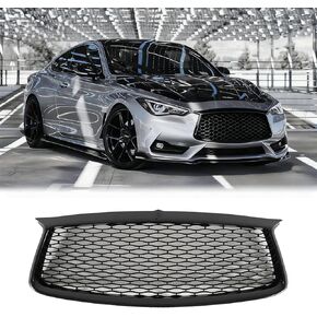 Front Grill Grille For Infiniti Q60 V37 2017 2018 2019 2020 2021 2022 Front Bumper Honeycomb Grill With Tow Insert Bezel (Glossy Black) in Kuwait