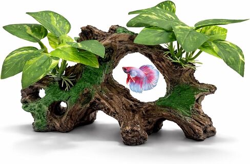 2-Pack Fish Tank Decorations Plants Aquarium Decor, 6inch Betta Fish Leaf Hammock, Artificial Plastic Plant Driftwood for Small Tank, Goldfish, Fish Hides, Reptiles Plant Decor in Saudi Arabia