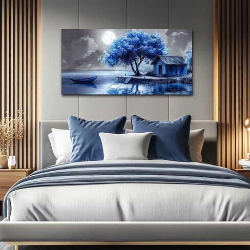 QIYILEXWART Canvas Wall Art For Living Room Wall Decor For Bedroom Office Wall Decoration Blue Tree Landscape Painting Abstract Pictures Artwork Room Aesthetic Home Decor 20x40 In in Saudi Arabia