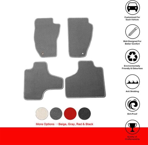 IKON MOTORSPORTS, Floor Mats Compatible with 2008-2013 Jeep Liberty, Factory Fitment Gray/Grey Nylon Front Rear Car Floor Mats Liner Carpets Replacement 4PCS, 2009 2010 2011 2012 in Saudi Arabia