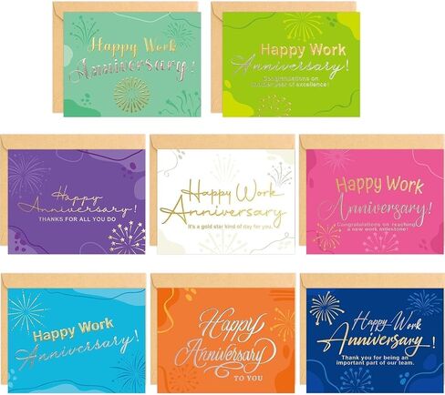 Fancy Land Colorful Work Anniversary Cards 24 Pack Embossed Business Employee Appreciation Cards with Envelopes Blank Inside in Kuwait