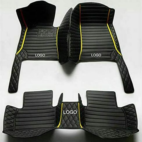 Custom Car Floor Mats Fit 96% Car Model Luxury Leather Waterproof Anti-Skid Full Coverage Liner Front Rear Mat/Set (All in Black) in Saudi Arabia