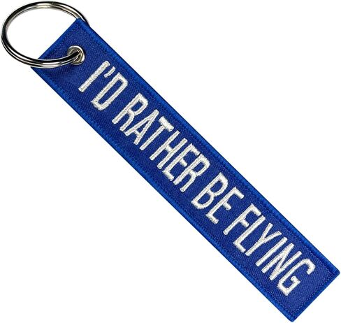 AIXEPA I'd Rather Be Flying Blue/White Fabric Keychain 5.5" x 1" (Single) in Saudi Arabia