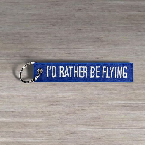 AIXEPA I'd Rather Be Flying Blue/White Fabric Keychain 5.5" x 1" (Single) in Saudi Arabia