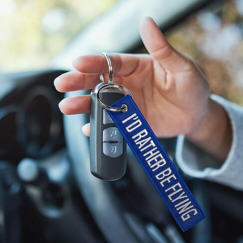 AIXEPA I'd Rather Be Flying Blue/White Fabric Keychain 5.5" x 1" (Single) in Saudi Arabia