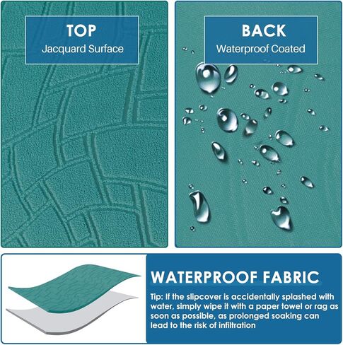 MAXIJIN Waterproof Futon Cover Full Size Washable Armless Sofa Bed Couch Cover Stretch Jacquard Futon Slipcovers Furniture Protector with Non-Slip Elastic Bottom (67"-82", Blackish Green) in Saudi Arabia