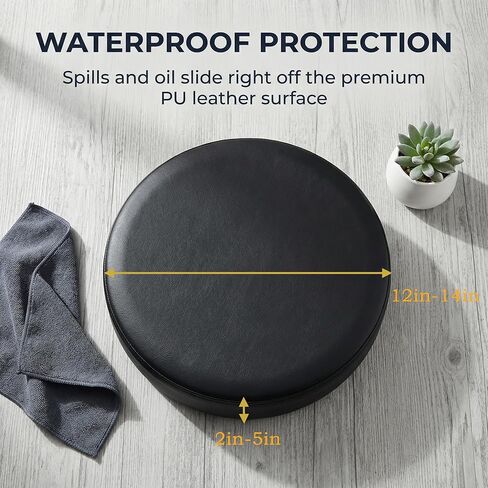 Bar Stool Covers Round Set of 2, Waterproof PU Seat Covers with Elastic Bands, Washable Cushion Slipcovers for 12 to 14 Inch Round Bar Stools in Kuwait